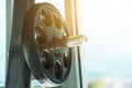 Close up barbell at the gym Royalty Free Stock Photo