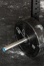 Close-up of barbell plate Royalty Free Stock Photo