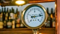 Close-up of a barometer measuring pressure in a brewery