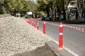 Close-up barrage tape for fencing during construction or repair roads in the city