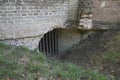 Close-up of a barred entrance to a ruin in a forest at estate De Haere near Deventer, The Netherlands Royalty Free Stock Photo