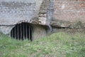 Close-up of a barred entrance to a ruin in a forest at estate De Haere near Deventer, The Netherlands Royalty Free Stock Photo