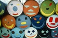 Close up of barrels with happy faces