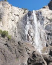 Close up from base of Bridalveil Fall, Yosemite. Royalty Free Stock Photo