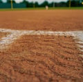Close up of baseball diamond pic with white base and lines Royalty Free Stock Photo