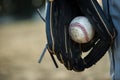 Close up baseball held glove. High quality and resolution beautiful photo concept Royalty Free Stock Photo