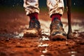 Close-up baseball player\'s bat and legs on baseball field. Generative AI Royalty Free Stock Photo