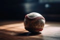 Close up of a baseball with a playfield background created with generative AI technology