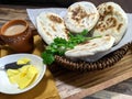 A close up of a basket of Baati roti for breakfast Royalty Free Stock Photo