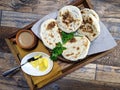 A close up of a basket of Baati roti for breakfast Royalty Free Stock Photo