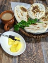 A close up of a basket of Baati roti for breakfast Royalty Free Stock Photo