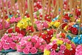 Basket of miniature clay roses,Clay flower Royalty Free Stock Photo