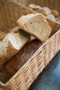 Close up of basket with sliced breads Royalty Free Stock Photo