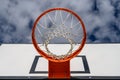 Close up of basketball hoop seen from below Royalty Free Stock Photo