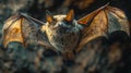 Close-up of bat in flight - generative ai Royalty Free Stock Photo