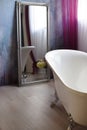 Interior of the bathroom, vintage white bath tube Royalty Free Stock Photo