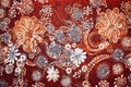 close-up of batik fabric with traditional dye pattern Royalty Free Stock Photo