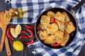 Close-up of battered fried pieces of hake