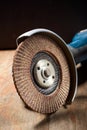 Close-up of a battery-powered electric angular grinder Royalty Free Stock Photo