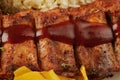 Close up of bbq ribs