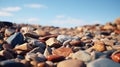 Close-up Of Beach Pebbles With Maroon And Azure Colors Royalty Free Stock Photo