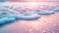 A close up of a beach with waves and foam on it, AI