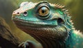 Close-up of bearded dragon lizard. Detail face of reptile. Cute iguana dragon with scales. Royalty Free Stock Photo