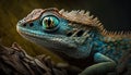 Close-up of bearded dragon lizard. Detail face of reptile. Cute iguana dragon with scales. Royalty Free Stock Photo