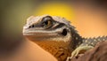 Close-up of bearded dragon lizard. Detail face of reptile. Cute iguana dragon with scales. Royalty Free Stock Photo