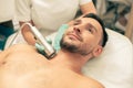 Oxygen meso therapy of the young bearded man