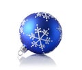 Close-up of beautiful blue christmas ball with snowflake pattern Royalty Free Stock Photo