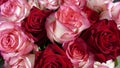 Close-up picture nr. 2 taken from above of a beautiful bouquet white/pink coloured roses