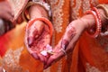 Close up of beautiful bride hands Royalty Free Stock Photo