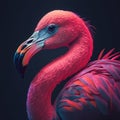 Close-up of a beautiful colorful flamingo bird. Generative AI