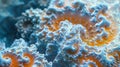 A close up of a beautiful coral reef with orange and white swirls, AI