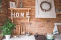 Close up of beautiful cosy modern kitchen interior,kitchenware, home style, Royalty Free Stock Photo