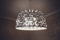 Close-up of a beautiful crystal chandelier Beautiful chandelier. luxury expensive chandelier hanging under ceiling. Royalty Free Stock Photo