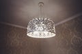 Close-up of a beautiful crystal chandelier Beautiful chandelier. luxury expensive chandelier hanging under ceiling. Royalty Free Stock Photo