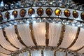 Close-up of beautiful crystal chandelier round shape.