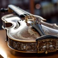 Close up of a beautiful elegant violin generative AI Royalty Free Stock Photo