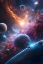 A close-up beautiful galaxy full of stars amd planets, clouds of smoke, sparks, colorful, athmospheric, sci-fi Royalty Free Stock Photo