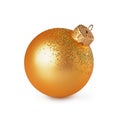 Close-up of beautiful gold christmas ball with golden glittering pattern