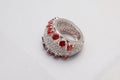 Silver handmade premium ring red rubies all around