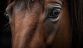 Close up of a beautiful horse grazing in a rural meadow generated by AI Royalty Free Stock Photo