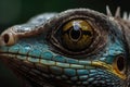 Close-up of a beautiful iguana eye. Generative AI Royalty Free Stock Photo