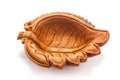 Close up of a beautiful leaf designe clay lamp. Royalty Free Stock Photo