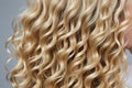 Close-up of beautiful long wavy hairs. Strands of Beautiful long curly hairs. Beauty, Fashion, Hairdresser salon concept. Perfect