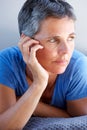 Close up beautiful mature woman relaxing and thinking Royalty Free Stock Photo