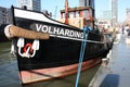 Close-up of a beautiful merchant ship moored at the port of Rotterdam, Holland, Netherlands