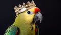 Close-Up of Beautiful Parrot in crown - Detailed Portrait of Colorful king Bird of exotic parrot's plumage.